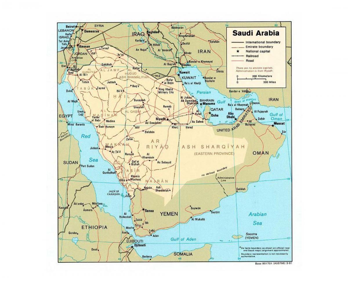 Սաուդյան Արաբիան քարտեզ խոշոր քաղաքների